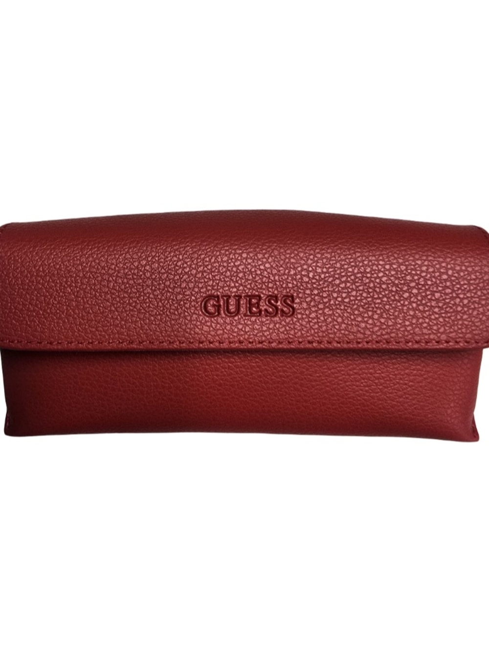 GUESS Red Pebbled Faux Leather Sunglasses Eyeglasses Case Magnetic Snap